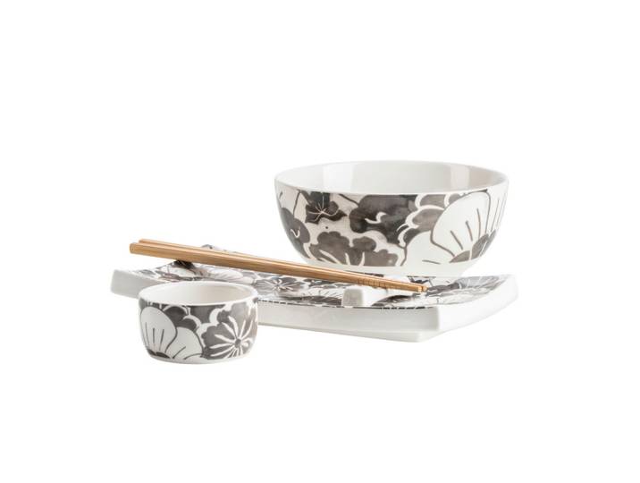 Mäser Chinesisches Tokio Nights, Anthrazit, Weiß, Keramik, 10-teilig, Essen & Trinken, Geschirr, Geschirr-Sets, Tafelservice
