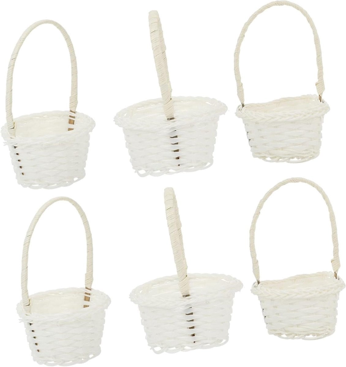 Set van 6 Mini Woven Baskets Decoratieve Mandjes Wit