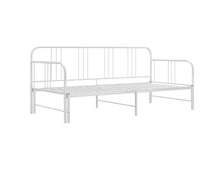 vidaXL Ausziehbett Sofabett Ausziehsofa Bettgestell Tagesbett Schlafsofa Gästebett Bett Metallbett Bettsofa Sofa Couch Weiß Metall 90x200cm