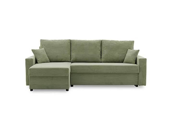 Ecksofa Aikido I 233x90 - mit schlaffunktion - Farben zur Auswahl - modernen Eckcouch - mit Bettkasten - Moderner Cordstoff - Stoff POSO (POSO 047)