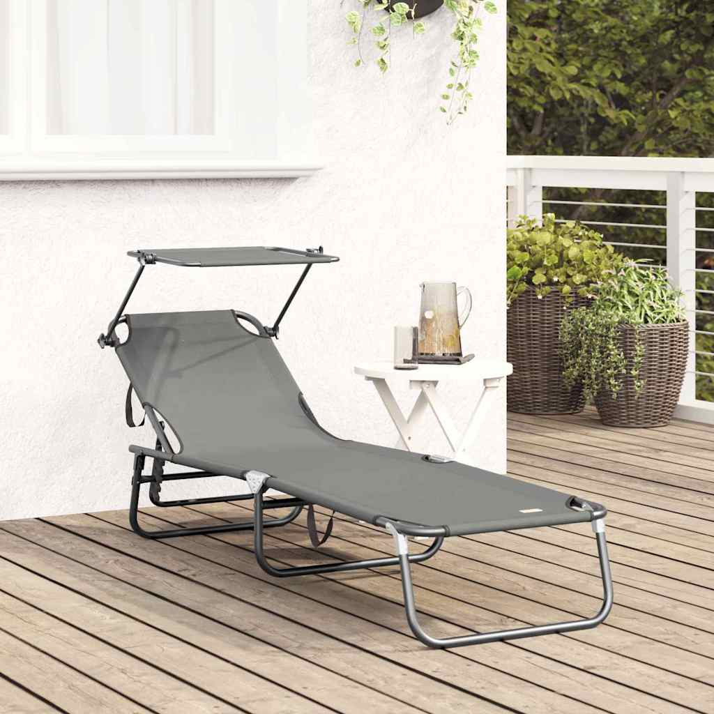 vidaXL Chaise longue pliante oxford Gris