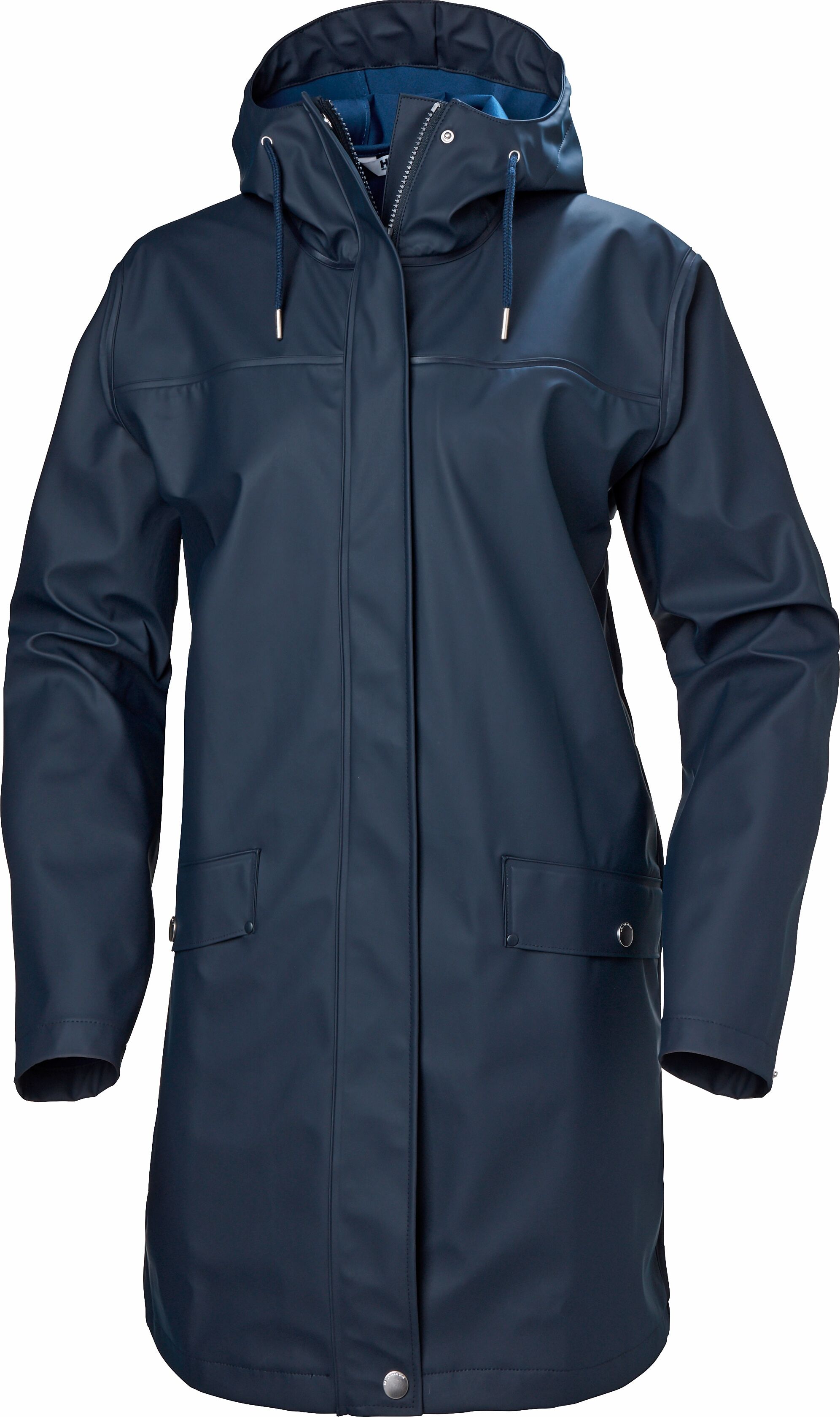 Wintermantel HELLY HANSEN "W MOSS RAIN COAT", Damen, Gr. L, blau (navy), Obermaterial: 100% Polyurethan, lang, Mäntel Wintermantel navy L