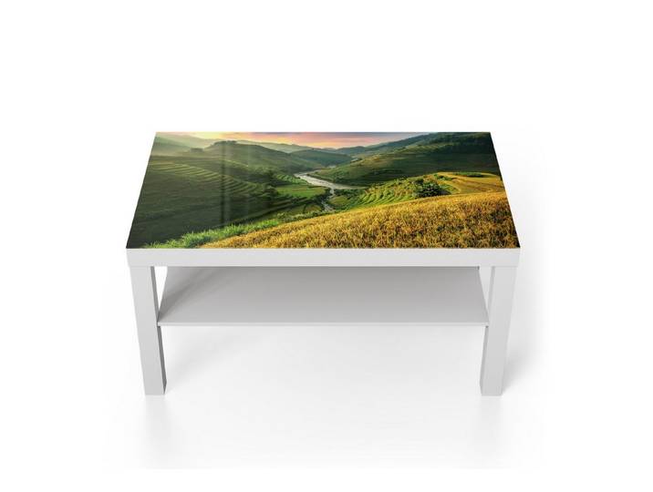 DEQORI Couchtisch 'Glänzende Terrassenfelder', Glas Beistelltisch Glastisch modern