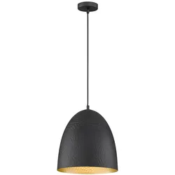 Hängeleuchte Pendellampe Wohnzimmerleuchte Esszimmerlampe Deckenleuchte, Metall schwarz goldfarben, 1x E27, H 140 cm