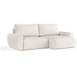 ECKSOFA OMARI mit Schlaffunktion Hellbeige im Neve Stoff