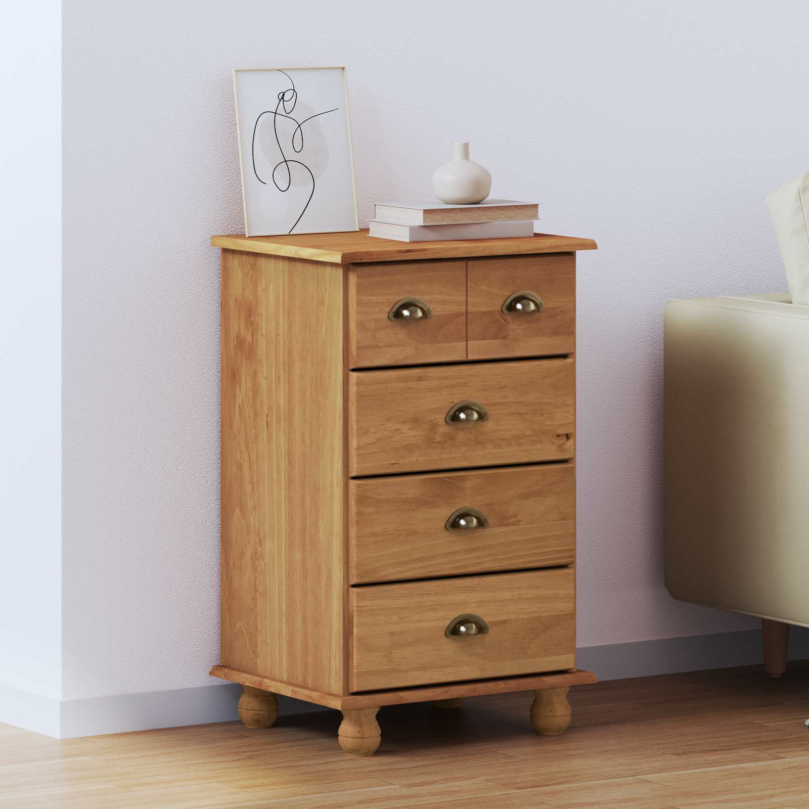 vidaXL Commode 5-Tiroir ASKIM Marron 48,5 x 40 x 79 cm