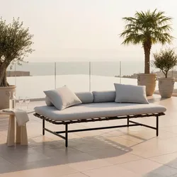 Gartenliege Norah Grau Outdoorstoff/Metall/Kunststoff