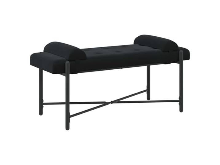 HKTMGDNG Polsterbank Samt Sitzbank mit Kissen Schwarz 110x40x46 cm Eleganter Samt-Mehrzwecksitz für Schlafzimmer, Flur oder Wohnzimmer mit stabilen Metallbeinen und weichen Kissen.
