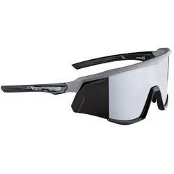 Force Sonic Fahrradbrille grau/schwarz, schwarze verspiegelte Gläser.