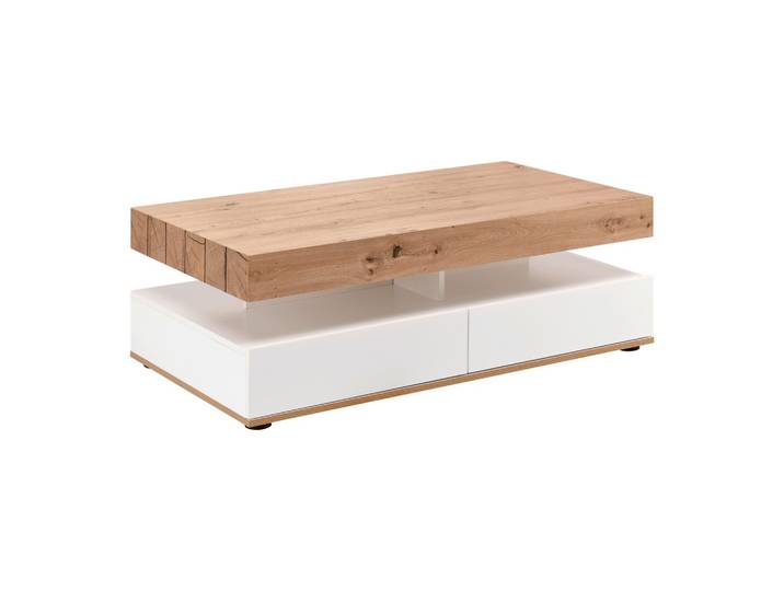 Couchtisch Cara Weiß/ Eichefarben MDF mit Stauraum