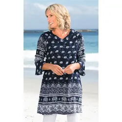 Viskose-Tunika in Druck marine in Größe 40 von DW-Shop, Marine, 40
