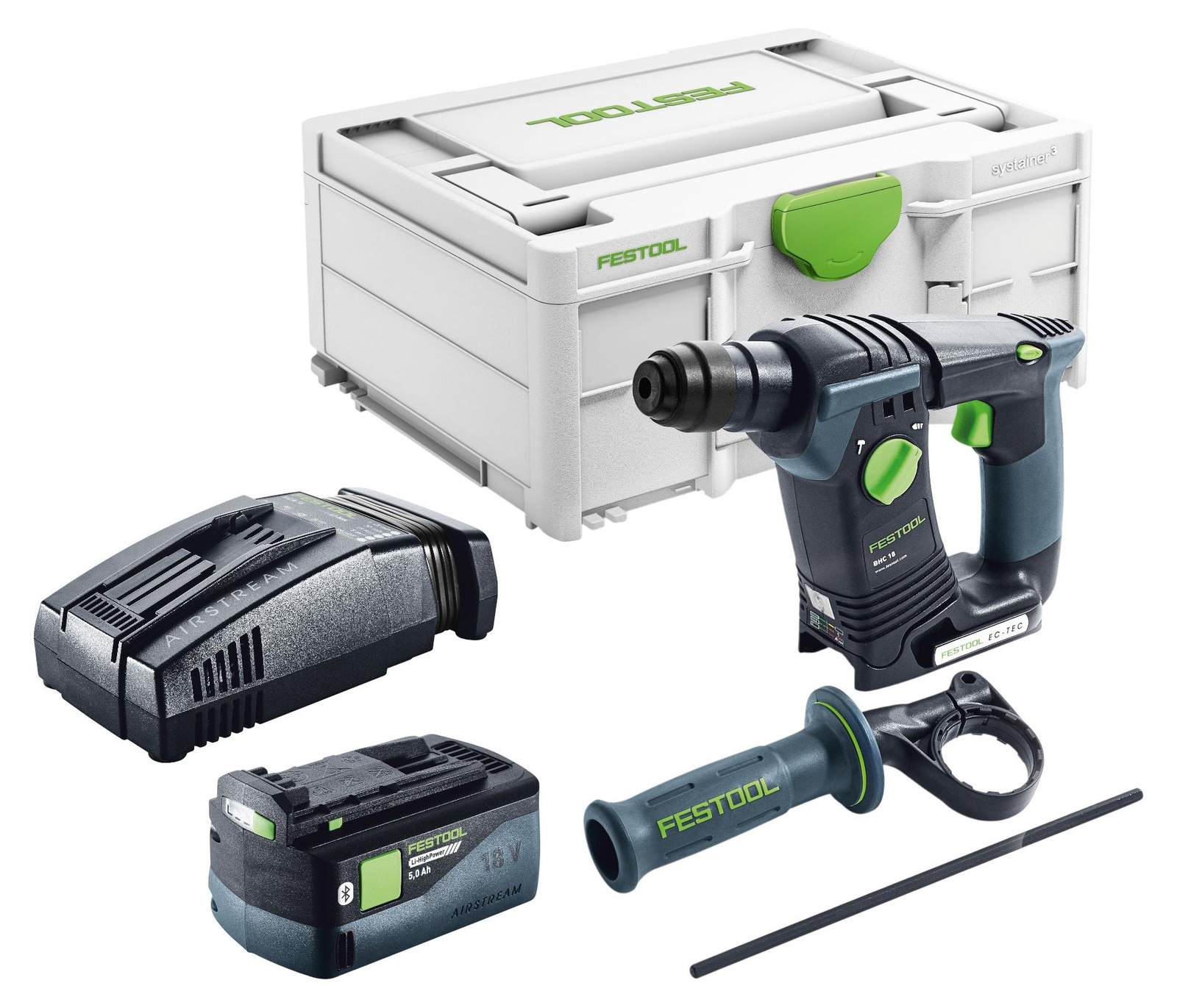 Festool BHC 18-Basic accu-boorhamer 18 V 1,8 J SDS Plus Brushless met 5,0 Ah accu en snellader in Systainer