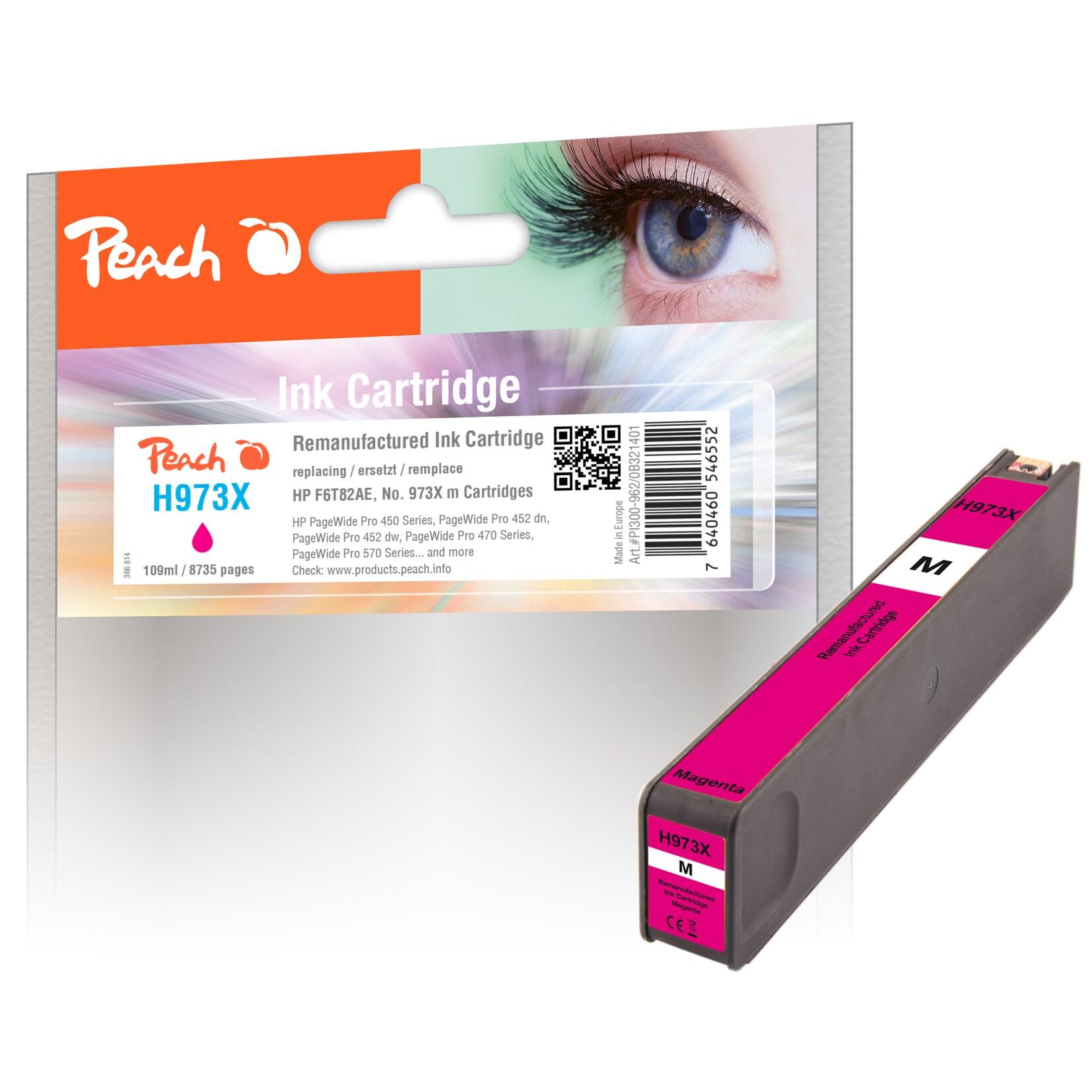 Peach HP 973 XM Druckerpatrone XL ma ersetzt HP No. 973X M, F6T82AE für z.B. HP PageWide Pro 450, HP PageWide Pro 452 dn, HP PageWide Pro 452 dw (wiederaufbereitet)