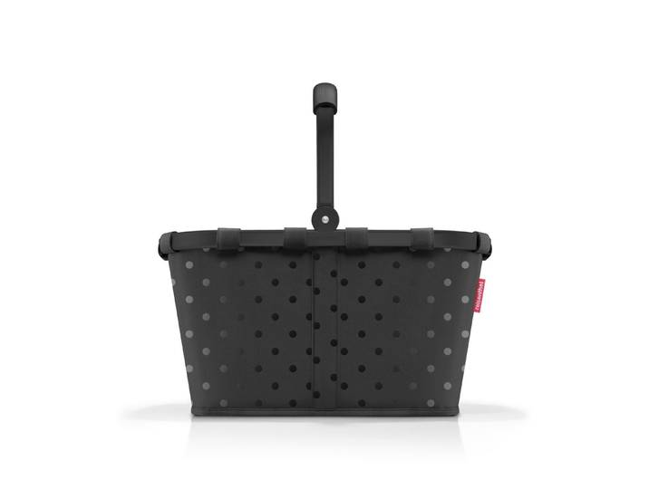 Einkaufskorb REISENTHEL carrybag , schwarz (glossy dot schwarz), B:48cm H:29cm T:28cm, Polyester, Einkaufskörbe, Einkaufskorb, Standfüße, ummantelter Griff zum Umklappen, Innentasche Reißverschluss