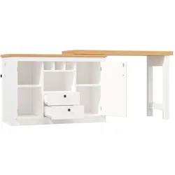 STILVORA Bartisch aus MDF in Natur/Weiß, ausziehbar 120-180 cm, drehbar, mit Stauraum