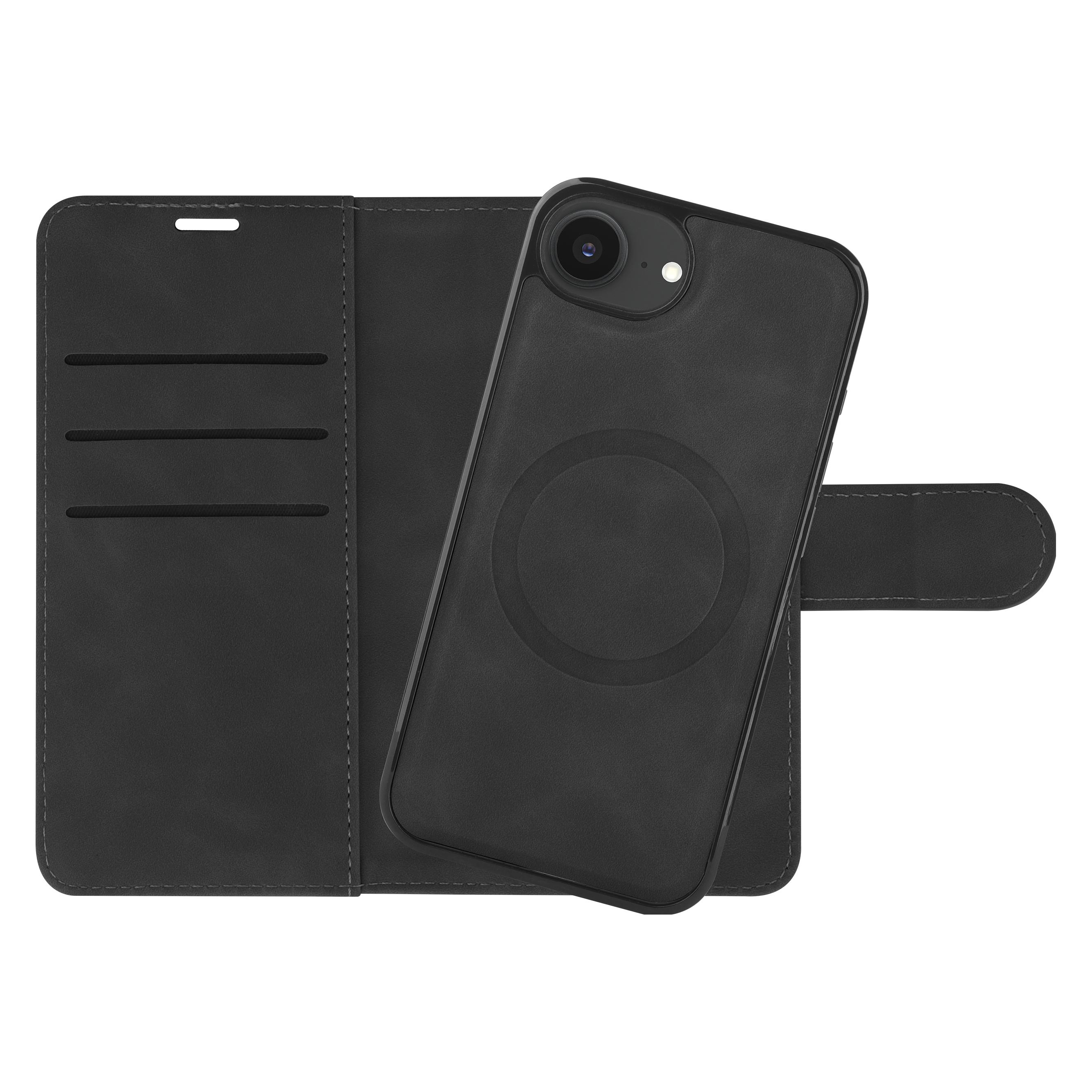 Just in Case Herausnehmbare Pu-Leder Book Hülle Schwarz Apple iPhone 16e (Apple iPhone 16e, Apple iPhone 17e) (8450609)