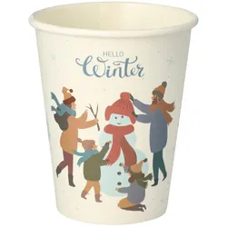 VEPATIM 50 Heißgetränkebecher Pappbecher "Hello Winter & Schneemann-Bau" 200ml