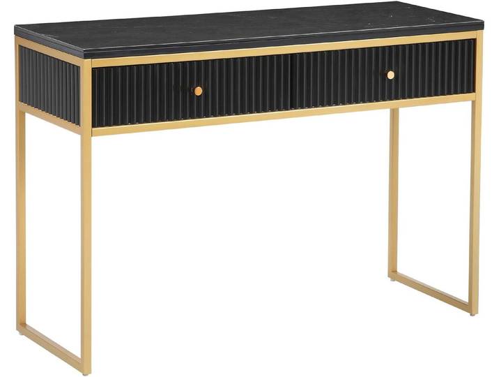 Leonique Konsolentisch Fleuriss, Keramikplatte, goldene Beine, FSC-zertifiziertes Holz, Breite 110 cm