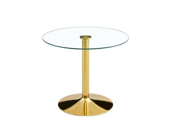 Vexelus Runder Esstisch Ø85 cm aus gehärtetem Glas & goldfarbenem Metallgestell, luxuriöser Bistrotisch für Wohn‑ und Gasträume