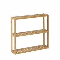 Relaxdays Badregal, Bambus, 3 Ablagen, höhenverstellbar, HBT: 54 x 60 x 15 cm, Bad & Küche, schmales Hängeregal, natur
