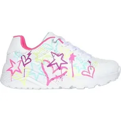 SKECHERS Kinder Lifestyle-Sch. nieder Ki STAR & HEART PRINTED LACE UP SNEAKE, Größe 33 in Weiß Weiß