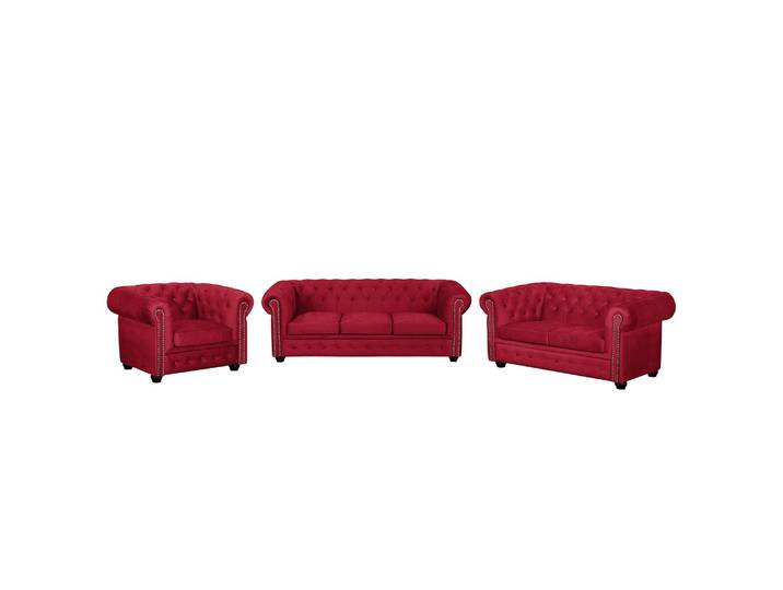 Polstergarnitur II 3-2-1 Rot/Rot Webstoff Glamour