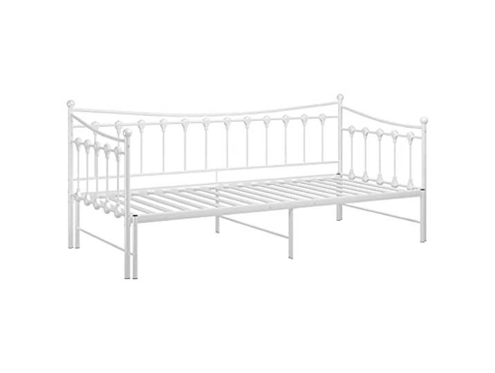 vidaXL Ausziehsofa Bettgestell Ausziehbett Sofabett Tagesbett Schlafsofa Gästebett Bett Metallbett Bettsofa Sofa Couch Weiß Metall 90x200cm