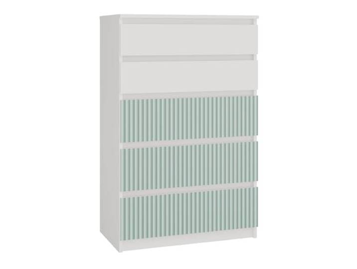 CDF Malwa M5 Kommode Farbe: Weiß/Mint Schrank für Dokumente und Kleinigkeiten Ideal für Wohnzimmer, Schlafzimmer, Kinderzimmer und Jugendzimmer 5 geräumige Schubladen