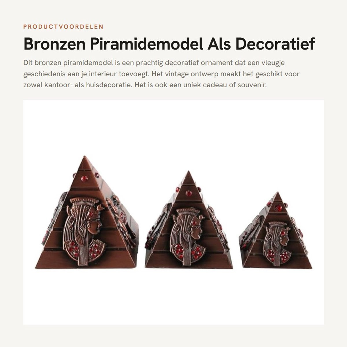 Dailygoods Decoratief Ornament Piramidemodel in Brons