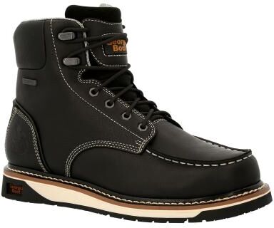 "Georgia Boot AMP LT Wedge 6"" Moc Toe Boot - Mens 9.5 Black Boot Medium"