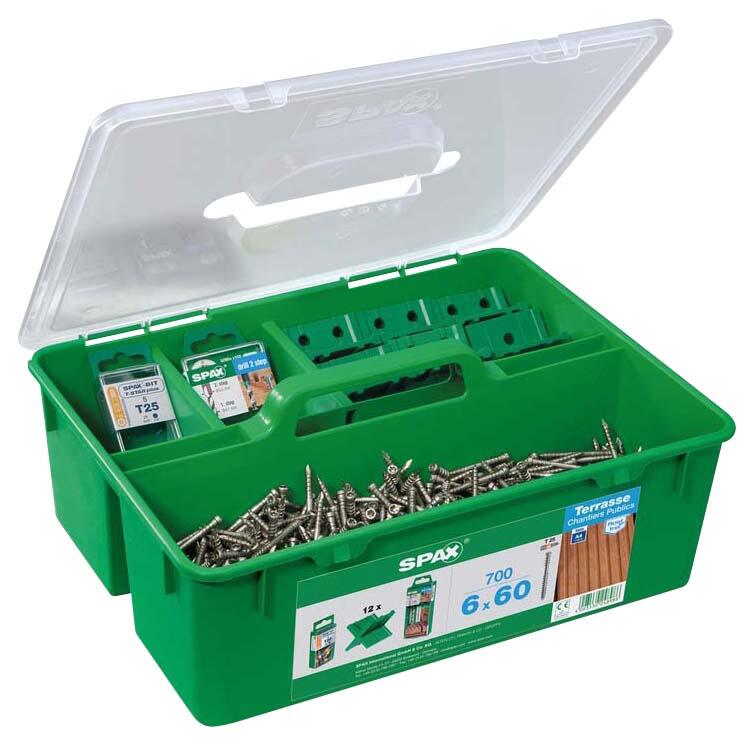 SPAX® Terrassenschrauben-Sortiment GREEN BOX 6x60 mm 718-teilig 5000009050009