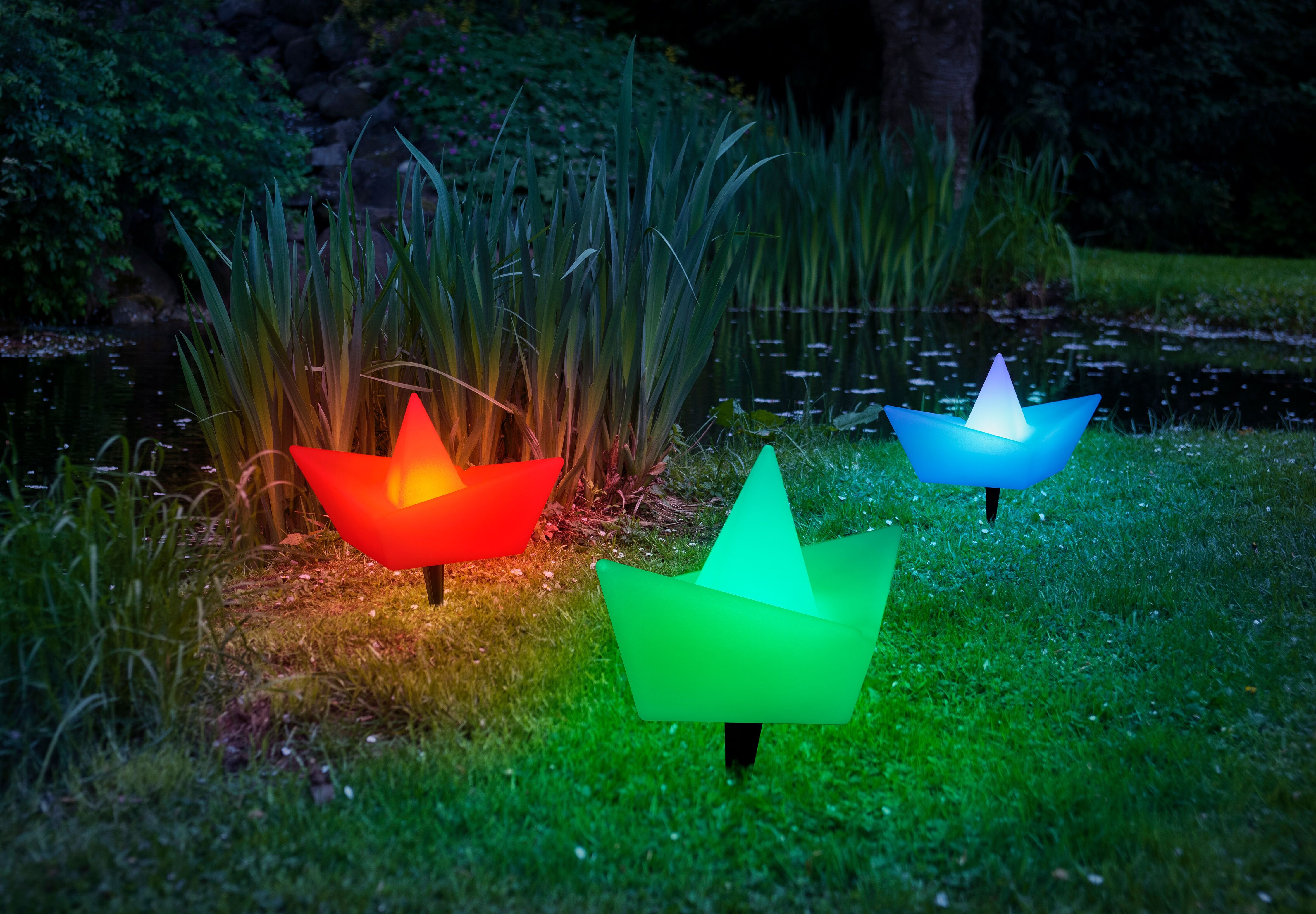 LED Solarleuchte OTTO HOME "Quirrell, 2er Set LED-Solar Schiff", weiß, 2 Stk., Leuchten, mit Erdspießen