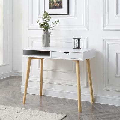 Koo Decor "36"" Modern White Wooden Writing Desk with 1-Removable Drawer"