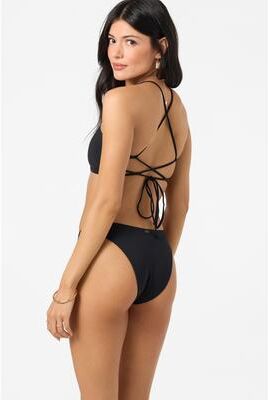 O'Neill s Saltwater Solids Flamenco Cheeky Bikini Bottoms in Black, Size Small, Elastane/Polyamide