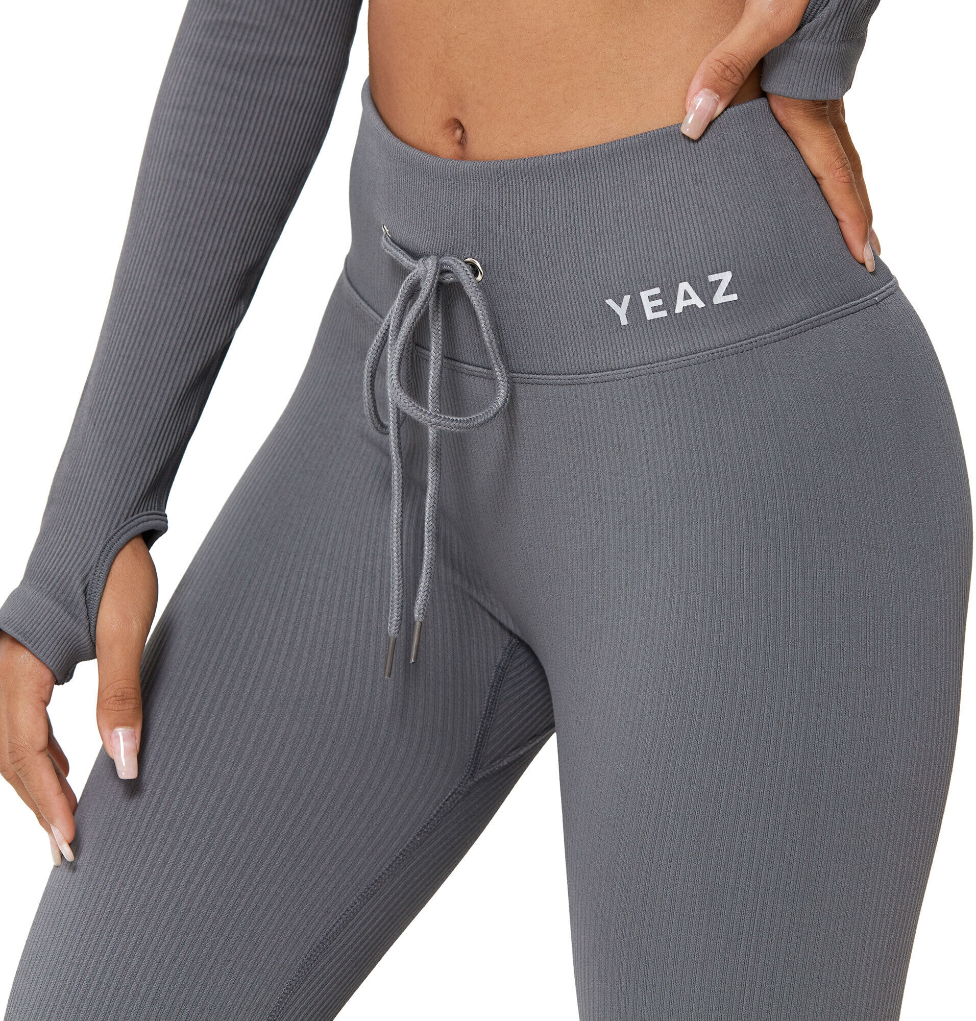 Leggings YEAZ "Leggings RUNWAY", Damen, Gr. M, US, grau, Obermaterial: 87% Nylon NY. 13% Elasthan EL., Hosen Leggings