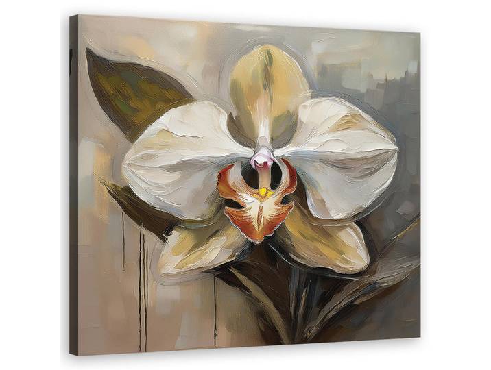 Feeby Wandbild bemalte weiße blume, Weiß, Floral, Rechteckig, 50x50 cm, Bilder & Rahmen, Bilder, Leinwandbilder