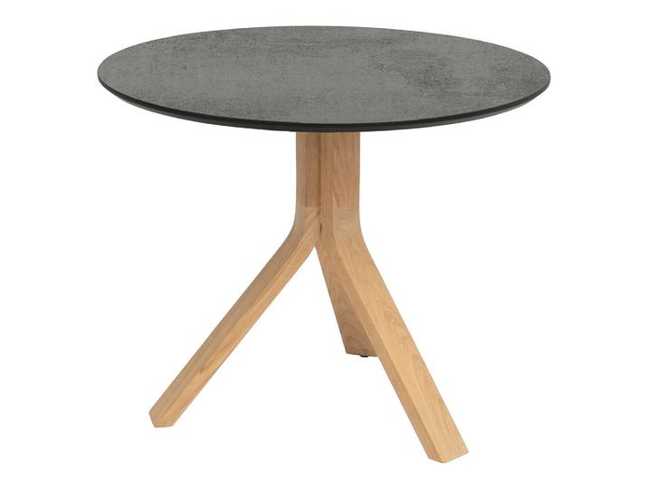 Stern Beistelltisch Freddie Ø 60 cm Teak Tischplatte Silverstar