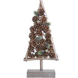 WDMT Weihnachtsbaum auf Holzständer | 22 x 8 x 50 cm | Nachhaltige Weihnachtsdekoration | Weihnachtsschmuck zu Fuß | Braun