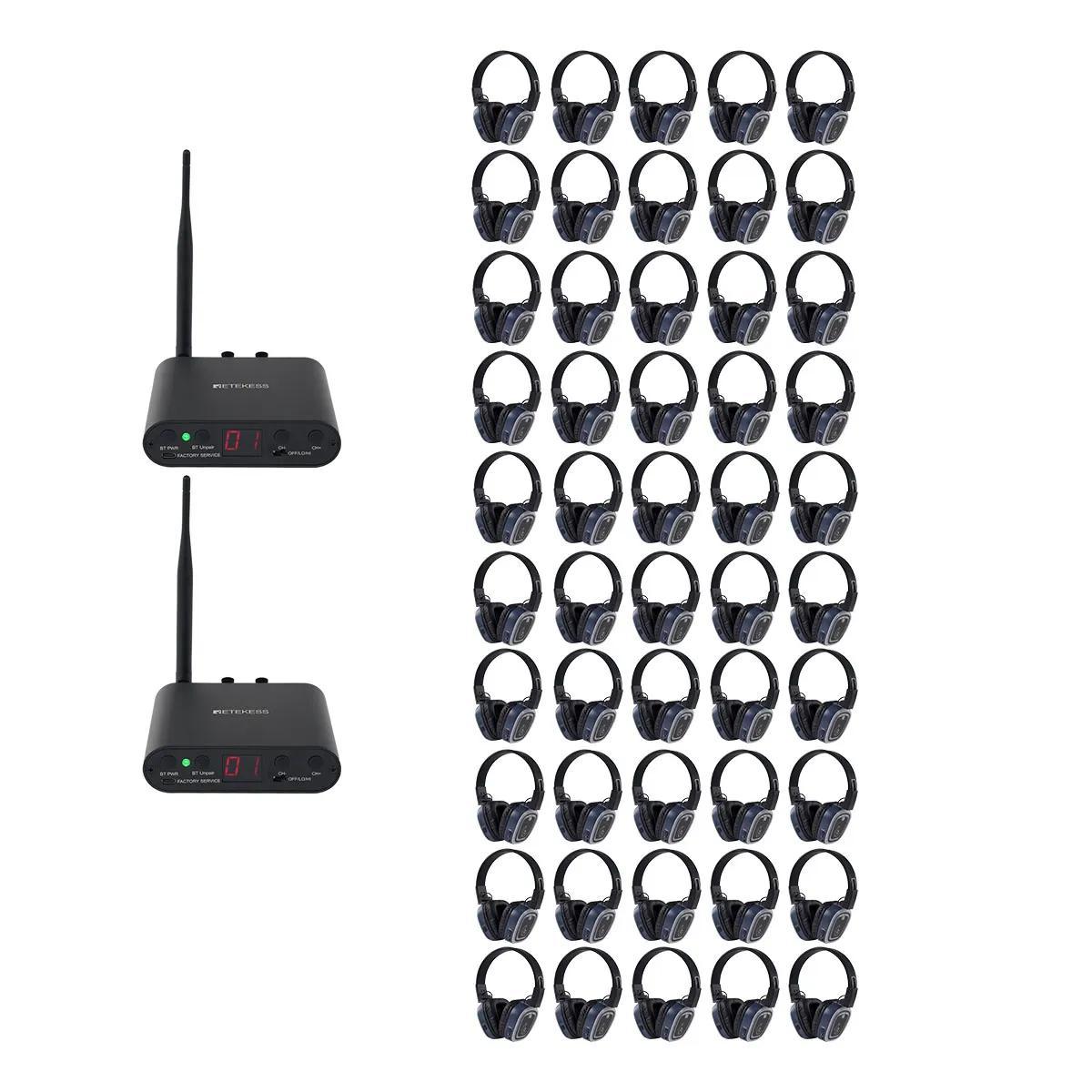 Retekess TA004S Silent Disco Kabelloser Kopfhörer, Audiosystem Verbesserte Version, 3-Kanal mit Bluetooth, faltbar, für Fernseher, Yoga, Fitness