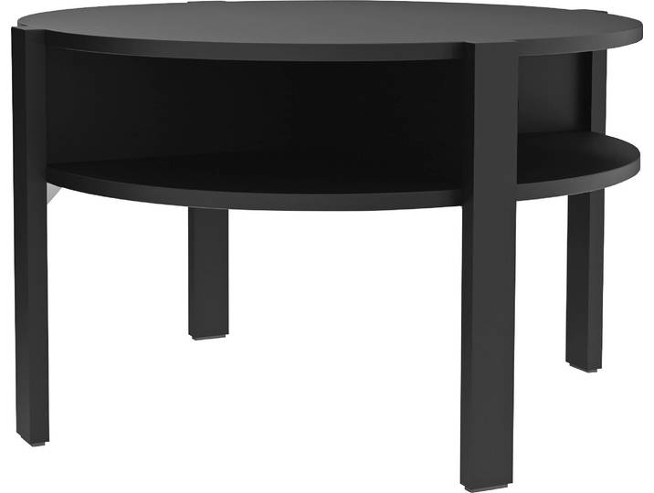 Beistelltisch FORTE Tobago, runder Couchtisch mit 4 Ablagefächern, B/H/T 74,4/45,5/74,4 cm , schwarz, B:74,4cm H:45,5cm T:74,4cm, Tische, Beistelltisch, Durchmesser ca. 74,5 cm