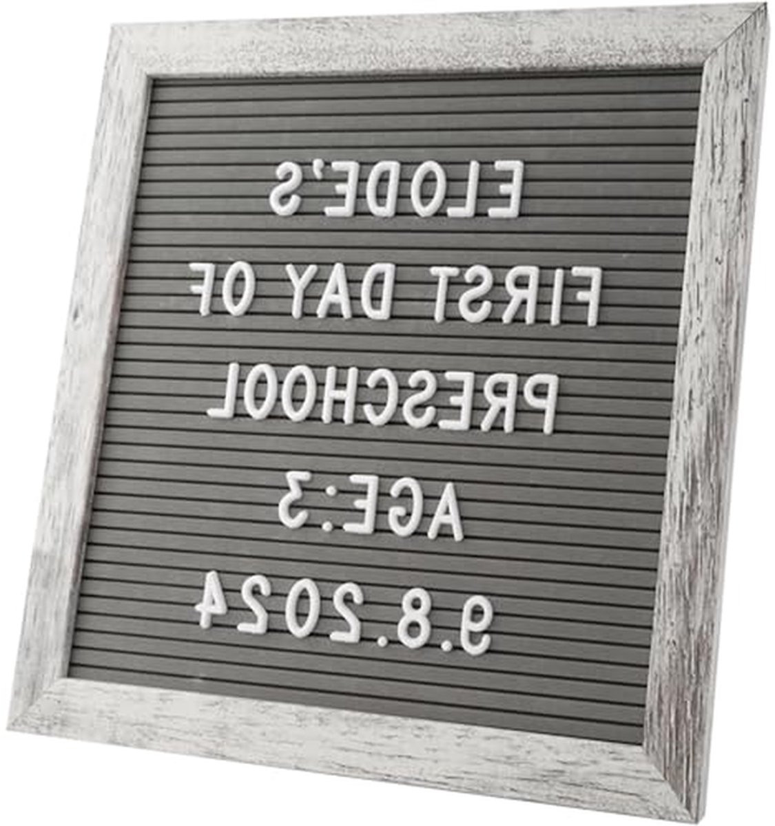 Grijs Vilten Letterbord van Hout met 336 Tekens - 25 x 25 cm