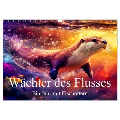 Wächter des Flusses - Ein Jahr mit Fischottern (Wandkalender 2027 DIN A3 quer), CALVENDO Monatskalender