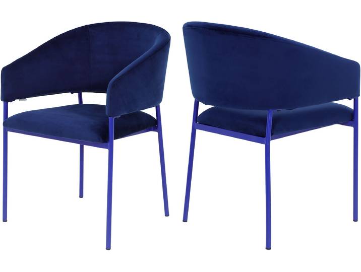 Armlehnstuhl TOM TAILOR HOME EMBRACE ARMCHAIR , blau (navy blau, cobalt blau, cobalt blau, dri 81 navy blau), B:51cm H:81,5cm T:57,5cm, Metall, Stoff, Stühle, Armlehnstuhl, Esszimmerstuhl, mit Armlehnen, 4-Fussgestell, Rückenausschnitt