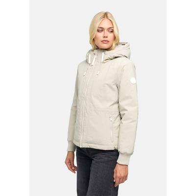 Winterjacke MARIKOO "Vivii", Damen, Gr. S, beige (bone), Obermaterial: 100% Nylon, Jacken Winterjacke, Softshelljacke mit Kapuze und Kontrast-Reißverschlüssen