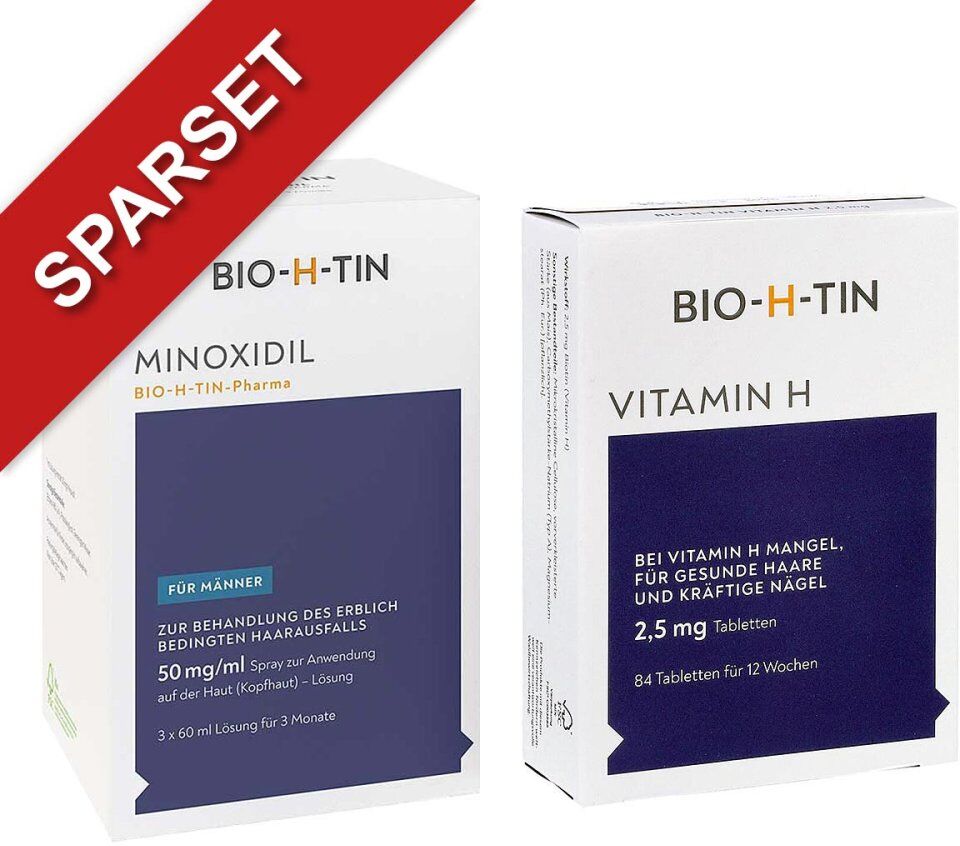 MINOXIDIL BIO H BIO-H-TIN Minoxidil 50mg/ml Männer + Vitamin H 2,5 mg Tabletten 1Pck