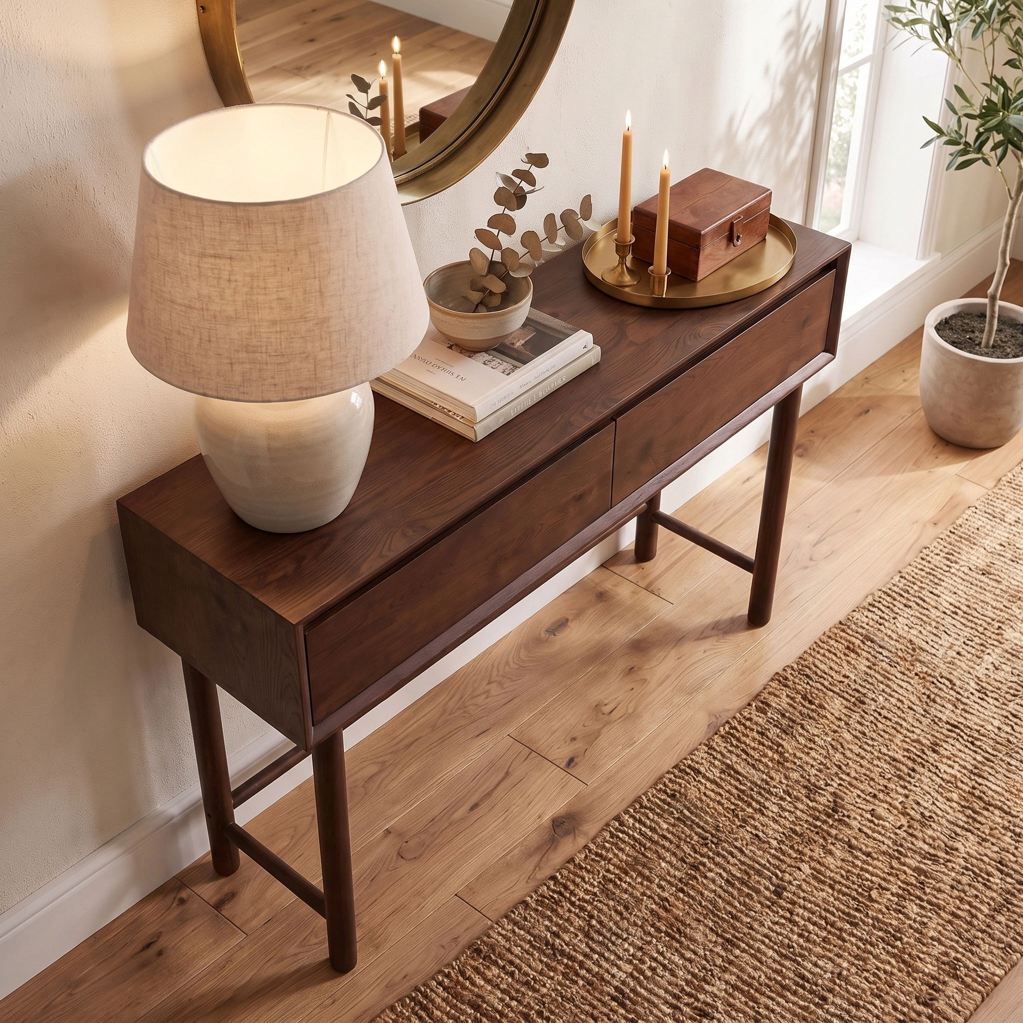 Harbour Lifestyle Oslo 2 Drawer Console Table in Walnut