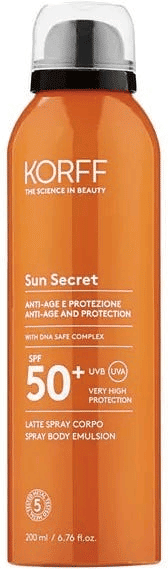 Korff Sun Secret Latte Solare Spray Corpo SPF 50+ Protezione Molto Alta 200 ml