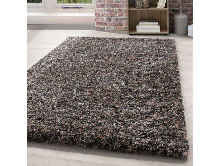 Homebyhome Tapis de salon chiné taupe 240x340 cm tapis shaggy à poils longs tapis moelleux
