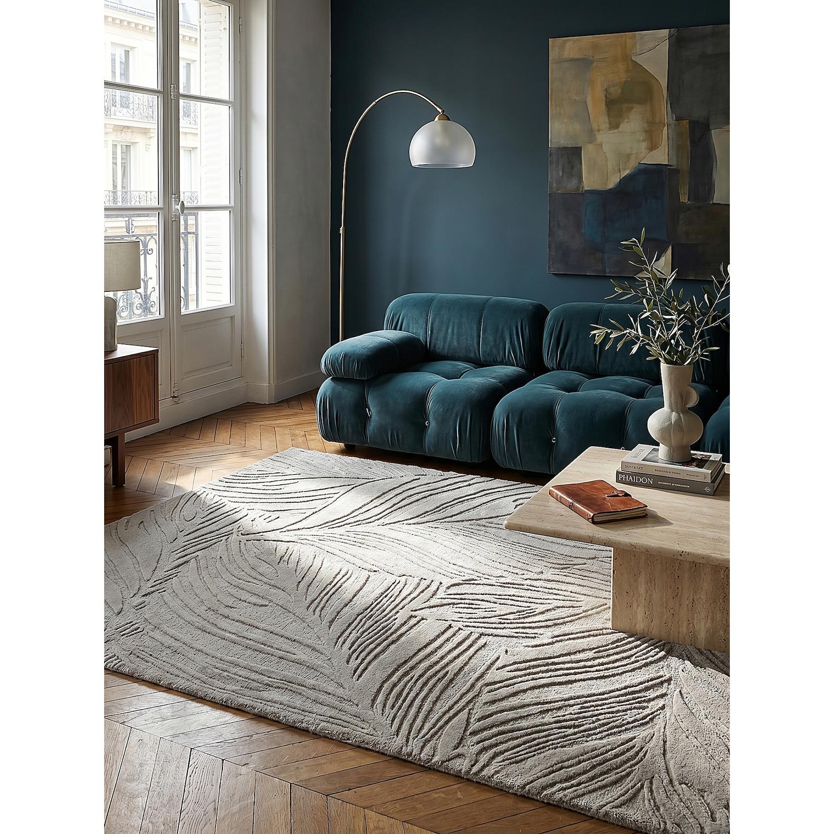 Wollteppich floral Grau 160 x 230 cm - LEVEN Kadima Design