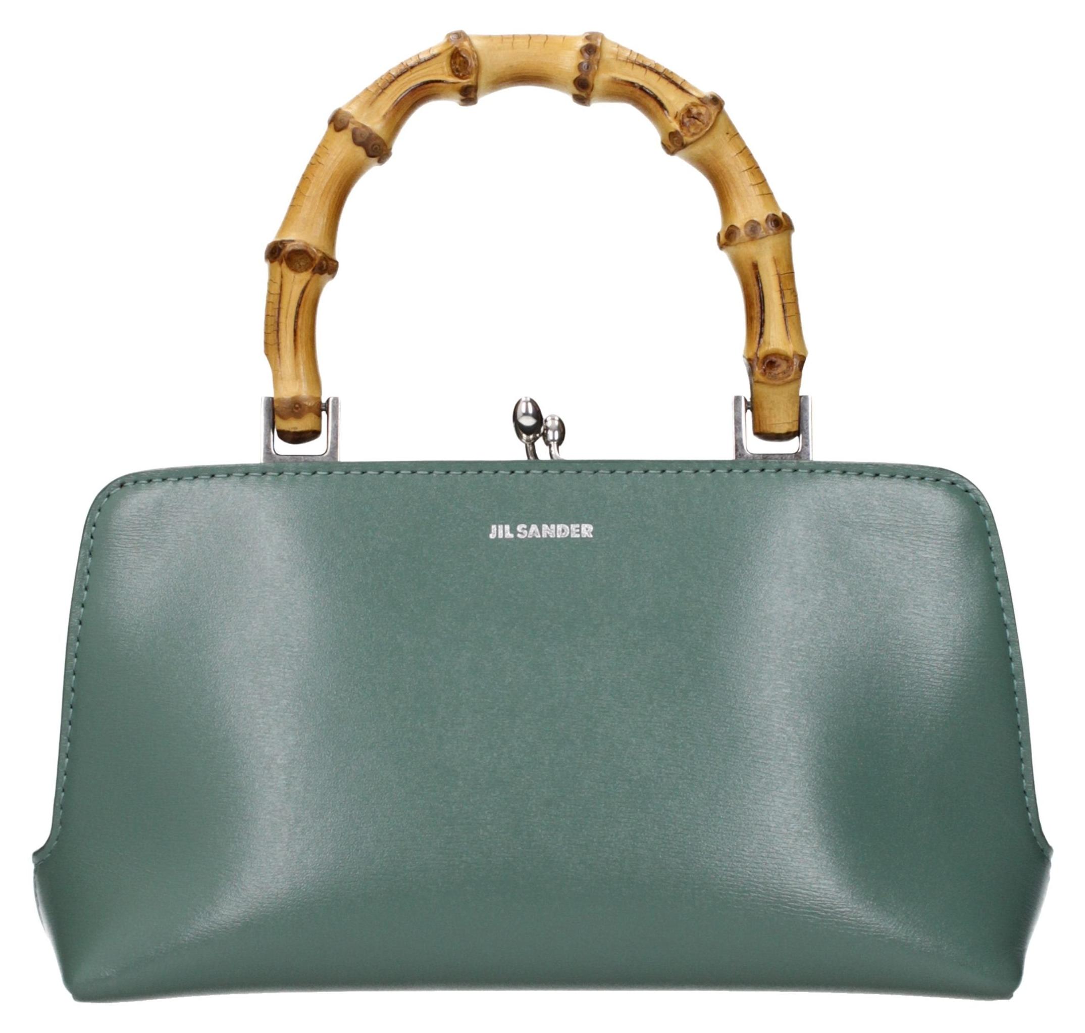 Jil Sander Goji Bamboo Mini grün, Leder und Bambus-Henkel
